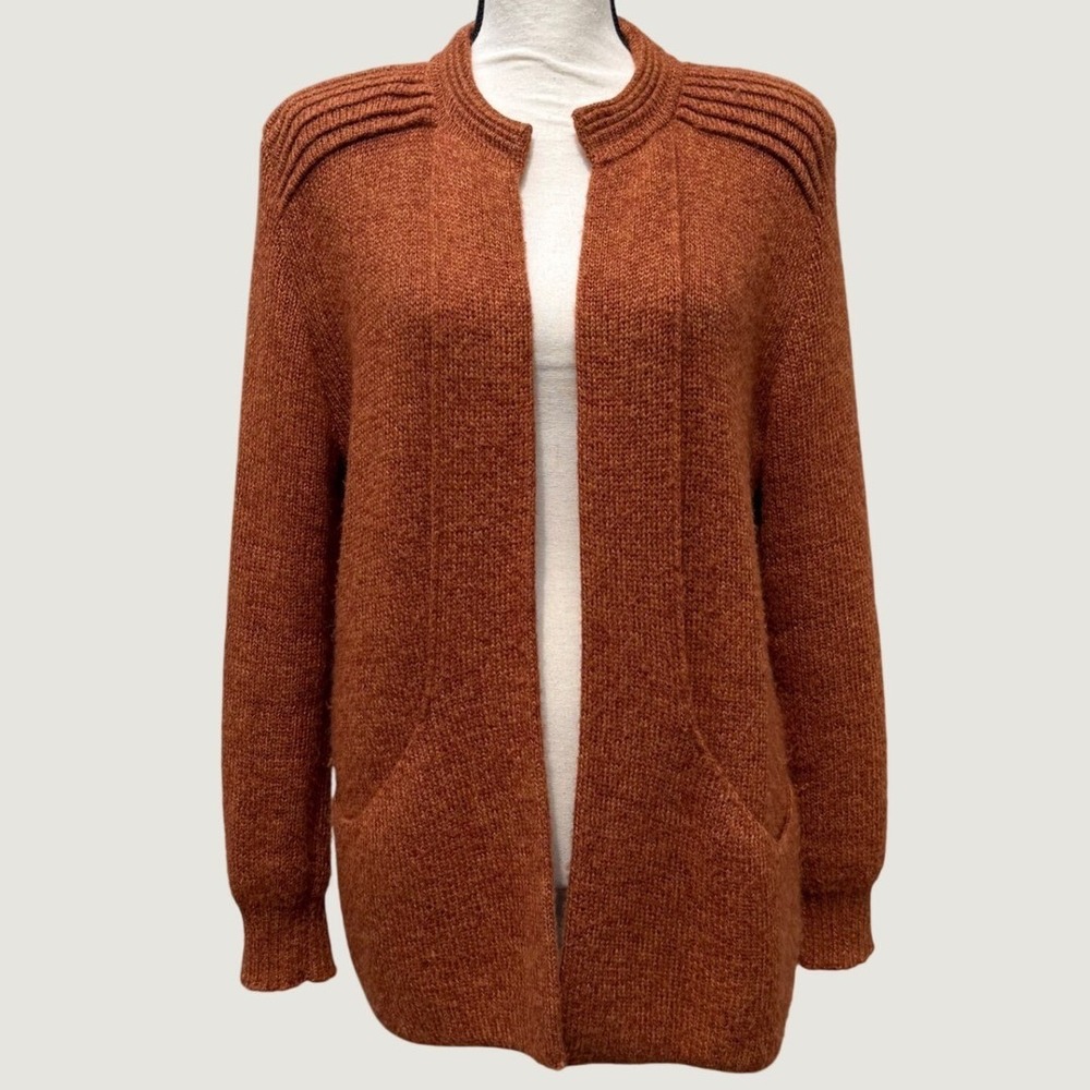 Alpaca Traditions Baby Alpaca Open Front Cardigan Burnt Orange Rust Peru Women